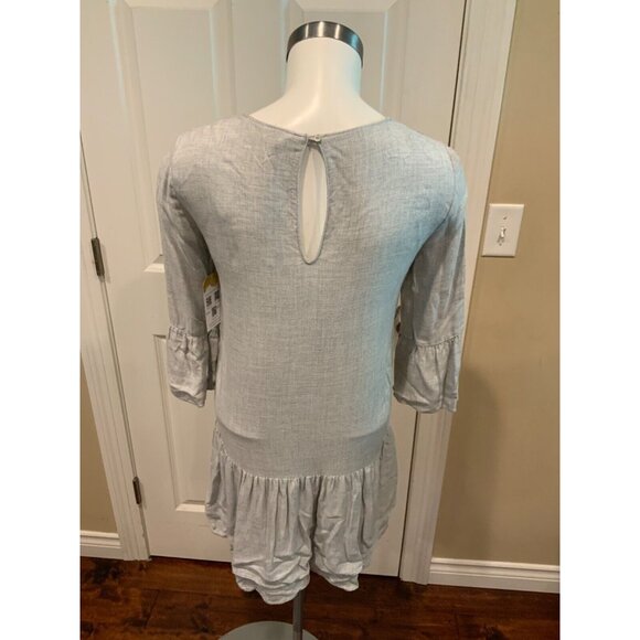 Zara Trafaluc Gray Floral Long Sleeve Mini Dress, Size XS - Picture 5 of 6